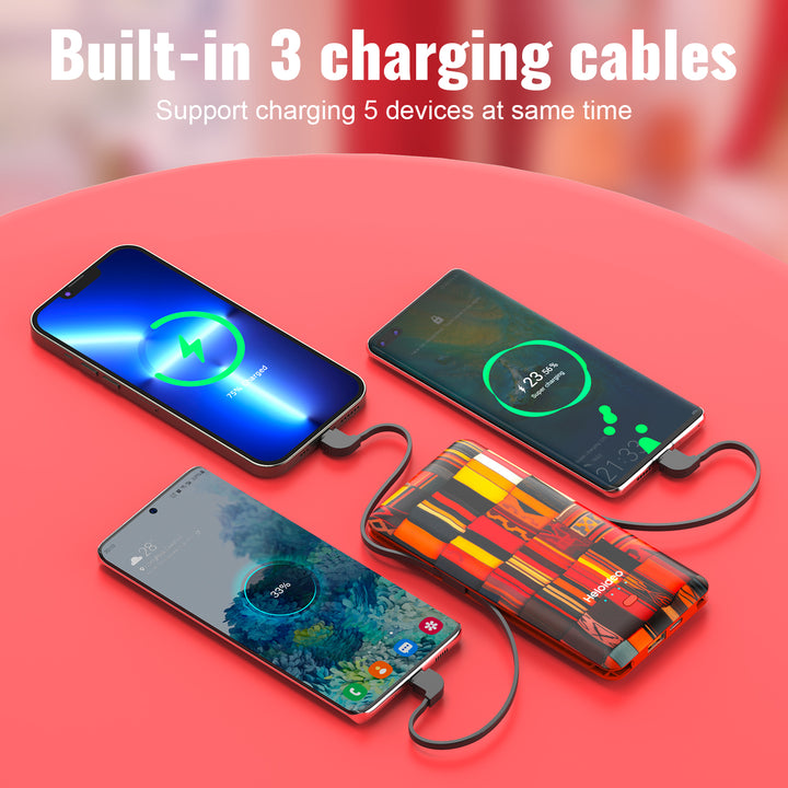 20W AC outlet Power Bank with 3 charging cable PD quick charger  Heloideo PB180C04 Heloideo