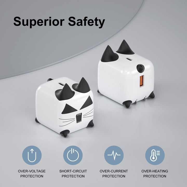 45W Dual USB Portable power charger travel battery pack AC wall charger cat shape Heloideo