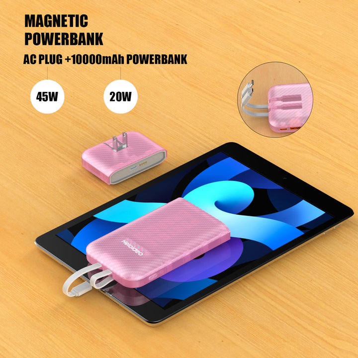 Copy of Removable 45W AC Power Bank 10000mAh laptop, Quick Charge USB C High-Speed Portable Charger Heloideo PB174 Heloideo