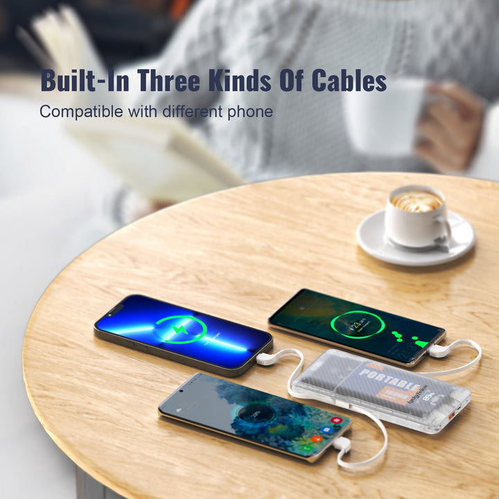 LUCKY FELLOW 10000mAh Power Bank: built-in 20W AC plug for fast charging. Compact, portable design with high-capacity battery. Perfect for smartphones, tablets, and other devices. Heloideo