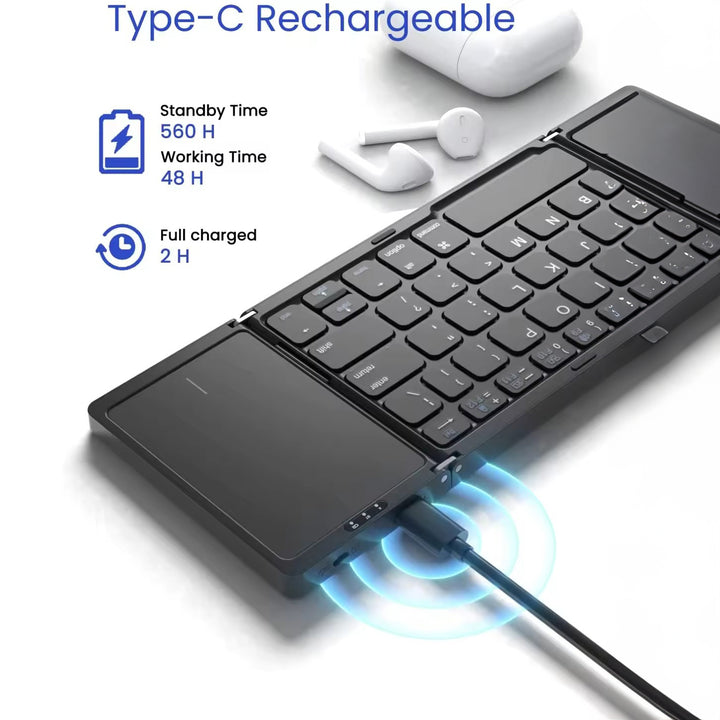 Bluetooth wireless portable three fold three system mobile phone tablet wireless keyboard Heloideo