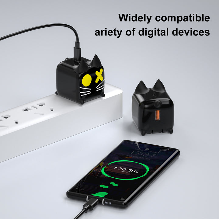 45W Dual USB Portable power charger travel battery pack AC wall charger cat shape Heloideo