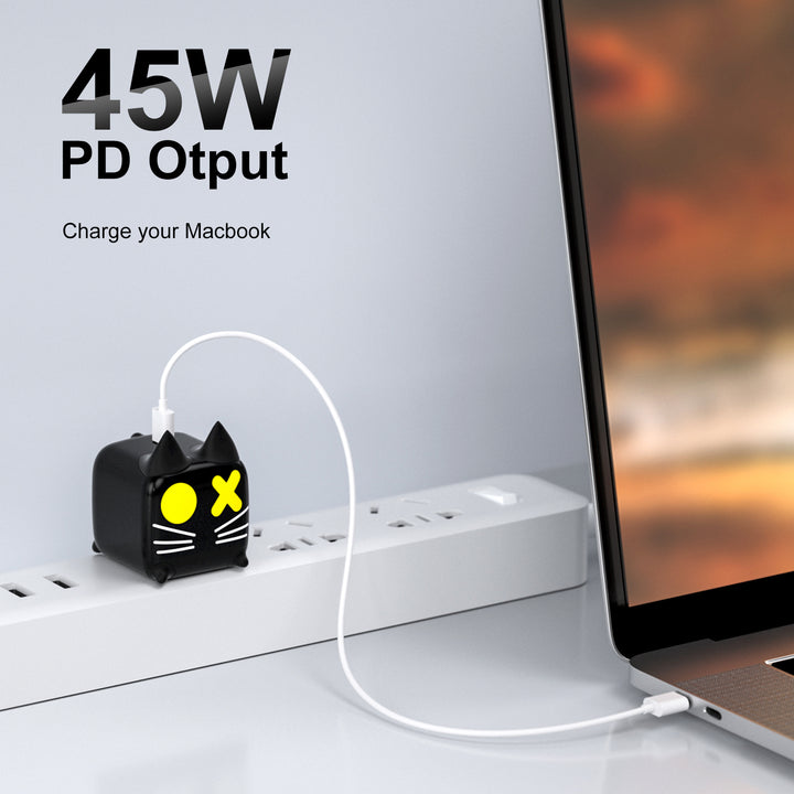 45W Dual USB Portable power charger travel battery pack AC wall charger cat shape Heloideo