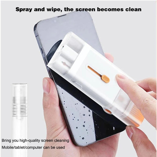 8 in 1 Keyboard Cleaning Set, Laptop Cleaner Kit Screen Swipe and Brush with Phone Stand, Earphone Cleaning Pen for Airpod, Key Puller and Spray Bottle, for Computer/MacBook/Keyboard/iPad Heloideo