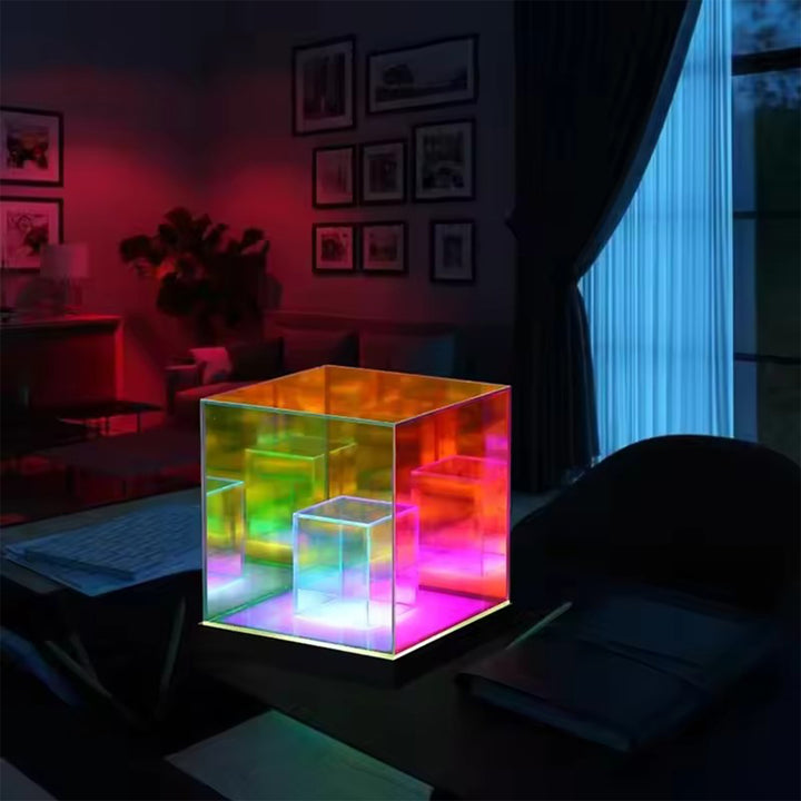 Colorful camping pyramid cube light: gift, ambiance light, decorative night light Heloideo