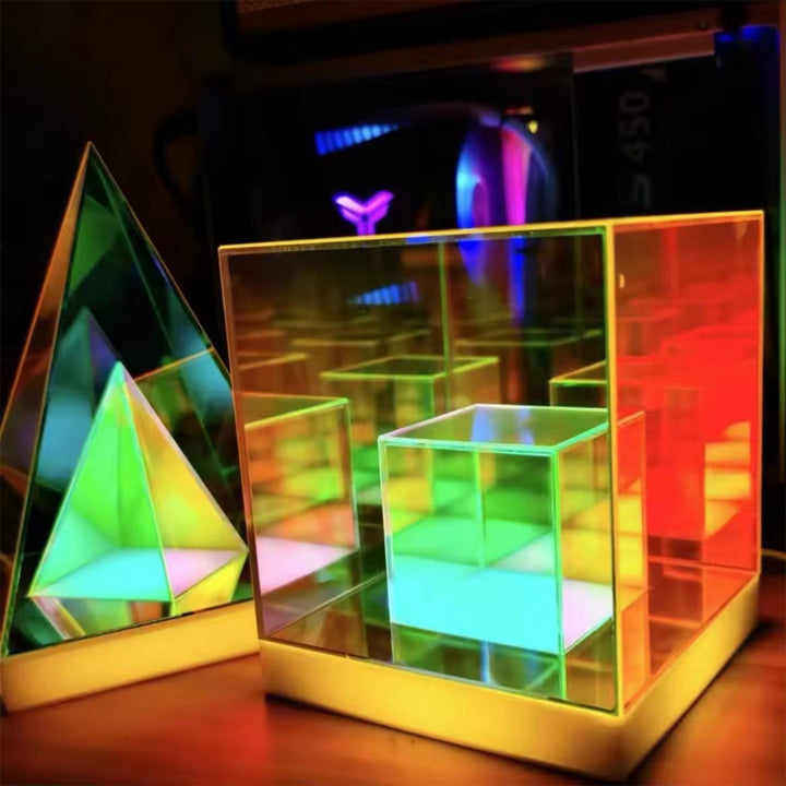 Colorful camping pyramid cube light: gift, ambiance light, decorative night light Heloideo