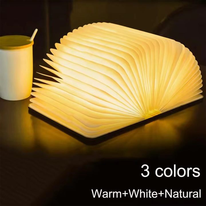 Creative Gift Folding Book Light Wooden Magnetic Bluetooth Speaker Night Light LED Heloideo