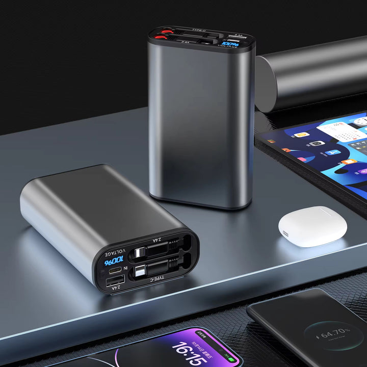 Fast charging power bank with a large capacity of 10000mAh and built-in cable Heloideo