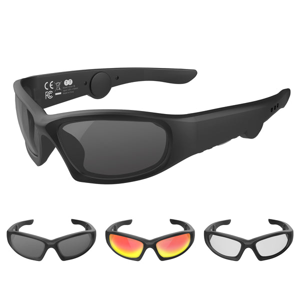 Safety Wind- and Sandproof Bluetooth Sunglasses, Audio Sunglasses, Sports sunglasses with Bluetooth Headphones Heloideo