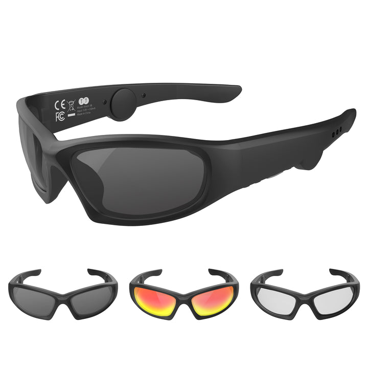 Safety Wind- and Sandproof Bluetooth Sunglasses, Audio Sunglasses, Sports sunglasses with Bluetooth Headphones Heloideo