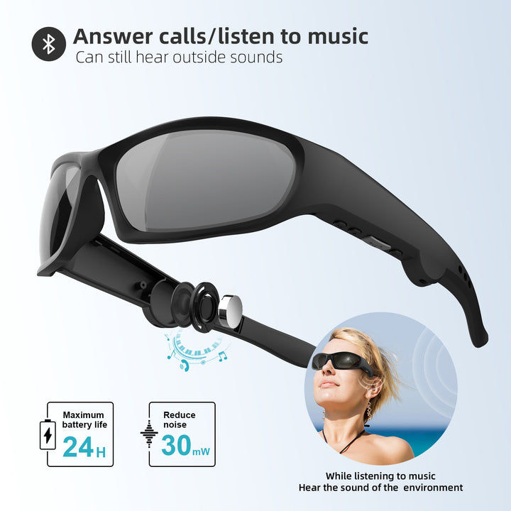 Safety Wind- and Sandproof Bluetooth Sunglasses, Audio Sunglasses, Sports sunglasses with Bluetooth Headphones Heloideo