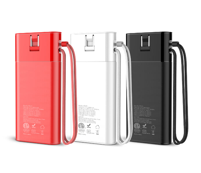 Fast charging Power Bank 20000mah with PD 18W and QC3.0 Quick charger built-in extandable 2 charging cables  total 28.5W Max PB165 Heloideo