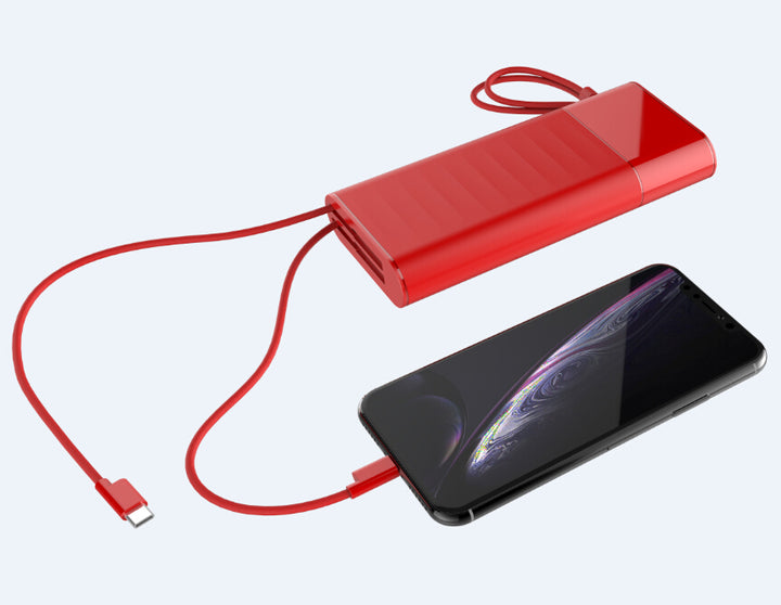 Fast charging Power Bank 20000mah with PD 18W and QC3.0 Quick charger built-in extandable 2 charging cables  total 28.5W Max PB165 Heloideo