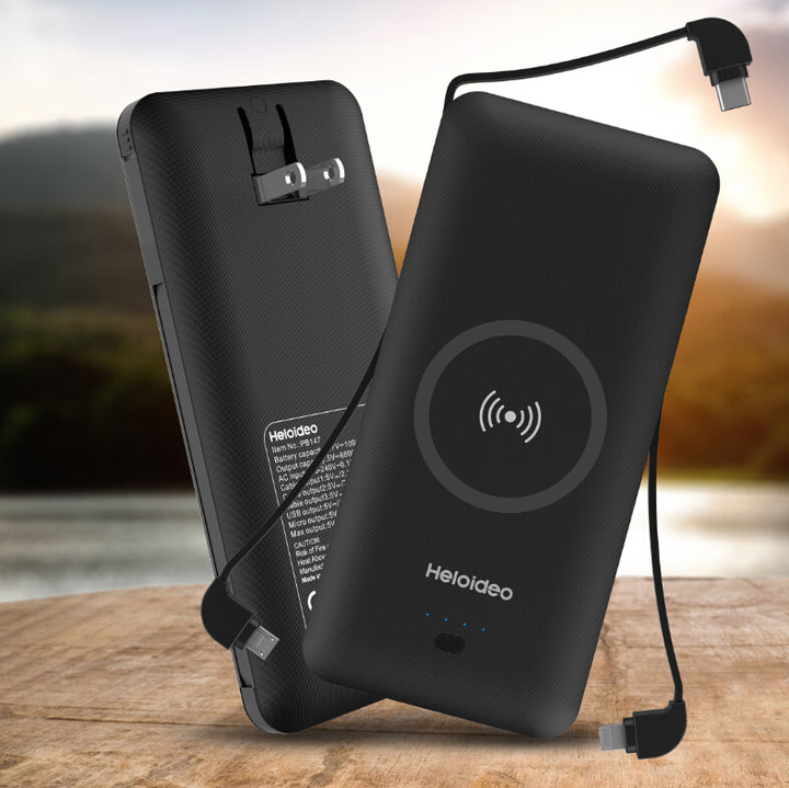 Heloideo Wireless power bank Wireless Charger Qi standard With  Charging cable AC plug for iPhoneX/8/8+ for Note 8/5 S8/S8+ S7/S7 Galaxy S9 Heloideo PB147ACW Heloideo