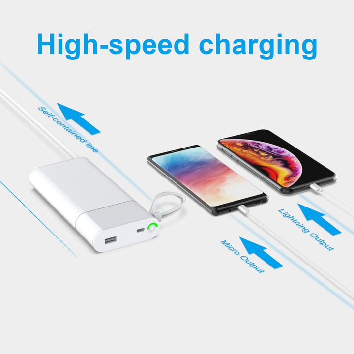 Fast charging Power Bank 20000mah with PD 18W and QC3.0 Quick charger built-in extandable 2 charging cables  total 28.5W Max PB165 Heloideo